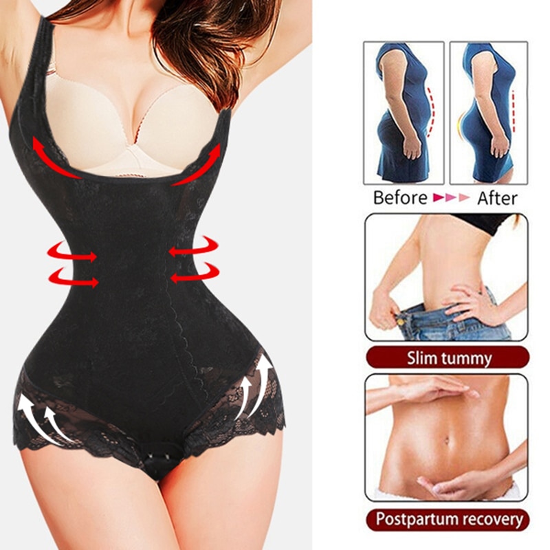 SLIMBELLE Full Body Shaper Briefer with Bra Firm Tummy Control Shaping  Bodysuit Breathable Mesh for Women